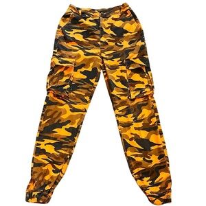 Celebrity Fashion Hera Collection Orange Camo Cargo Pants